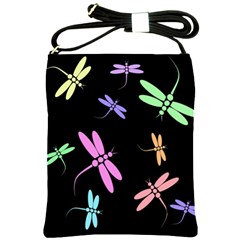 Pastel Dragonflies Shoulder Sling Bags by Valentinaart