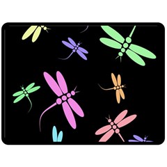 Pastel Dragonflies Fleece Blanket (large)  by Valentinaart