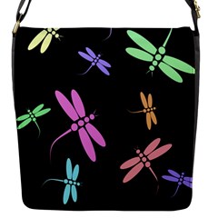 Pastel Dragonflies Flap Messenger Bag (s) by Valentinaart