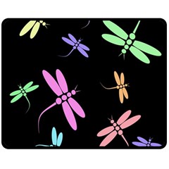 Pastel Dragonflies Double Sided Fleece Blanket (medium)  by Valentinaart