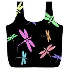 Pastel Dragonflies Full Print Recycle Bags (l)  by Valentinaart