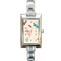 Pastel dragonflies  Rectangle Italian Charm Watch