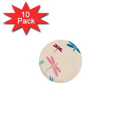 Pastel dragonflies  1  Mini Buttons (10 pack) 