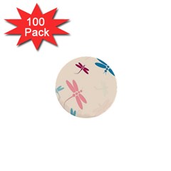 Pastel dragonflies  1  Mini Buttons (100 pack) 