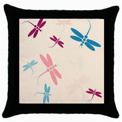 Pastel dragonflies  Throw Pillow Case (Black)