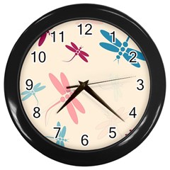 Pastel dragonflies  Wall Clocks (Black)