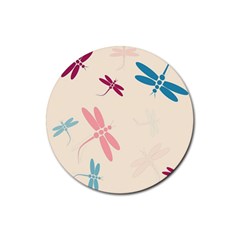 Pastel dragonflies  Rubber Round Coaster (4 pack) 