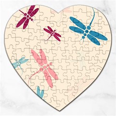 Pastel dragonflies  Jigsaw Puzzle (Heart)