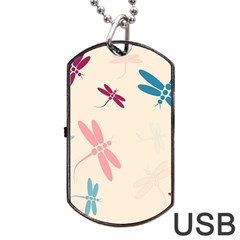 Pastel Dragonflies  Dog Tag Usb Flash (one Side) by Valentinaart