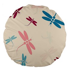 Pastel dragonflies  Large 18  Premium Round Cushions