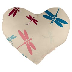 Pastel Dragonflies  Large 19  Premium Heart Shape Cushions by Valentinaart