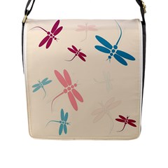 Pastel Dragonflies  Flap Messenger Bag (l)  by Valentinaart