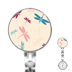 Pastel Dragonflies  Stainless Steel Nurses Watch by Valentinaart