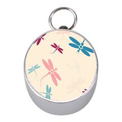 Pastel Dragonflies  Mini Silver Compasses