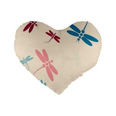 Pastel dragonflies  Standard 16  Premium Flano Heart Shape Cushions