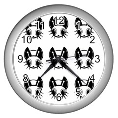 Black And White Fireflies Patten Wall Clocks (silver)  by Valentinaart