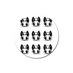 Black And White Fireflies Patten Magnet 3  (round) by Valentinaart