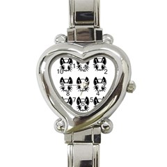 Black And White Fireflies Patten Heart Italian Charm Watch by Valentinaart