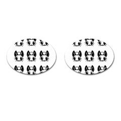 Black And White Fireflies Patten Cufflinks (oval) by Valentinaart