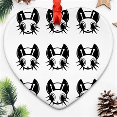 Black And White Fireflies Patten Heart Ornament (2 Sides)