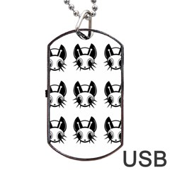 Black And White Fireflies Patten Dog Tag Usb Flash (one Side) by Valentinaart