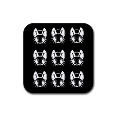 White And Black Fireflies  Rubber Coaster (square) 