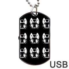 White And Black Fireflies  Dog Tag Usb Flash (one Side) by Valentinaart