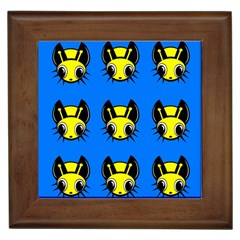 Yellow And Blue Firefies Framed Tiles by Valentinaart