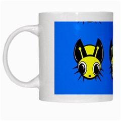 Yellow And Blue Firefies White Mugs by Valentinaart