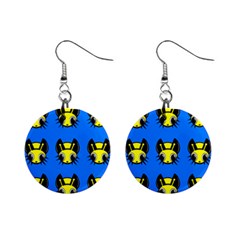 Yellow And Blue Firefies Mini Button Earrings by Valentinaart