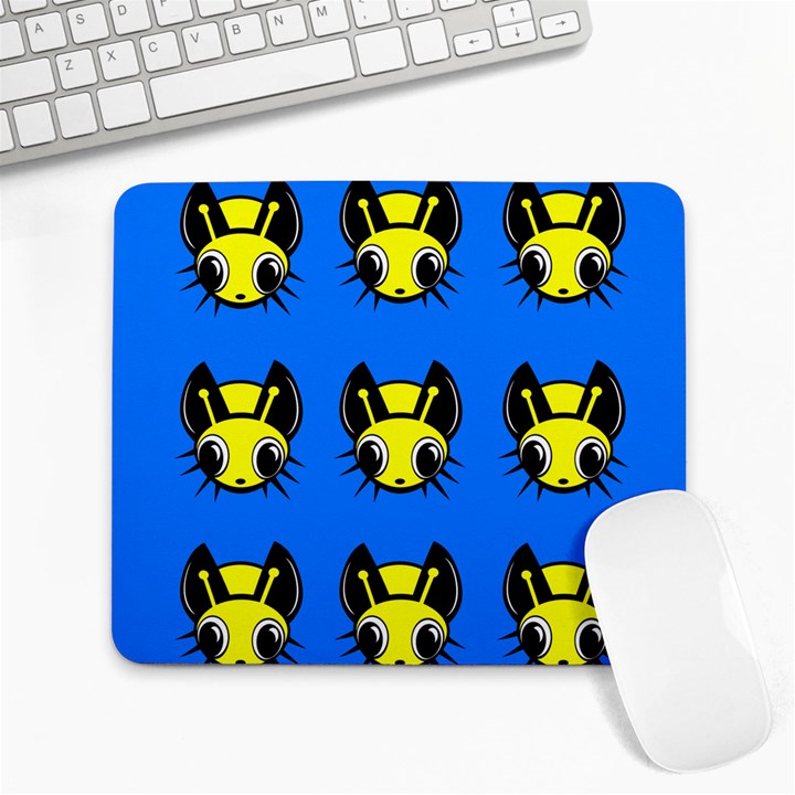 Yellow and blue firefies Large Mousepads