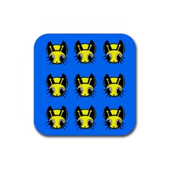 Yellow And Blue Firefies Rubber Coaster (square)  by Valentinaart