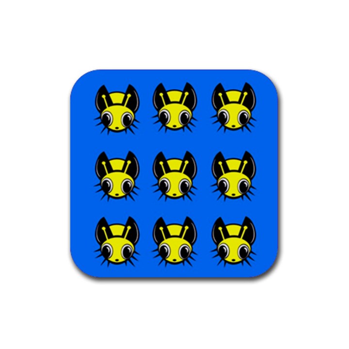 Yellow and blue firefies Rubber Coaster (Square) 