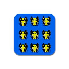 Yellow And Blue Firefies Rubber Square Coaster (4 Pack)  by Valentinaart