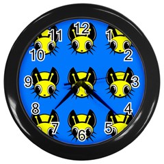 Yellow And Blue Firefies Wall Clocks (black) by Valentinaart