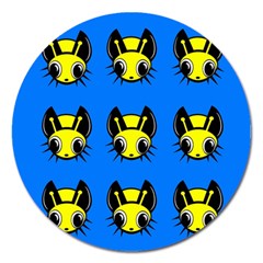 Yellow And Blue Firefies Magnet 5  (round) by Valentinaart