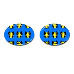 Yellow And Blue Firefies Cufflinks (oval)