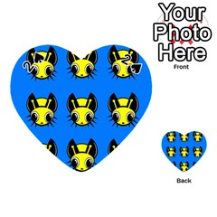 Yellow And Blue Firefies Playing Cards 54 (heart)  by Valentinaart