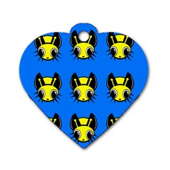 Yellow And Blue Firefies Dog Tag Heart (two Sides) by Valentinaart