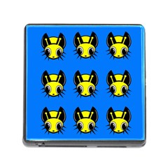 Yellow And Blue Firefies Memory Card Reader (square) by Valentinaart