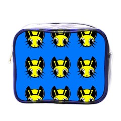 Yellow And Blue Firefies Mini Toiletries Bags by Valentinaart