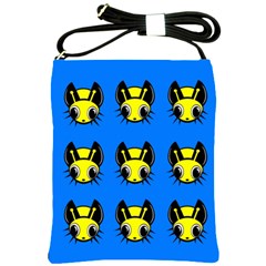 Yellow And Blue Firefies Shoulder Sling Bags by Valentinaart