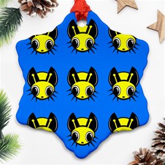 Yellow And Blue Firefies Snowflake Ornament (2-side)