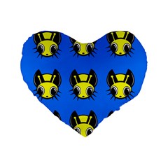 Yellow And Blue Firefies Standard 16  Premium Heart Shape Cushions by Valentinaart