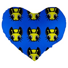 Yellow And Blue Firefies Large 19  Premium Heart Shape Cushions