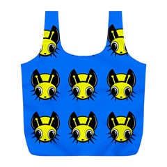 Yellow And Blue Firefies Full Print Recycle Bags (l)  by Valentinaart