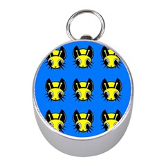 Yellow And Blue Firefies Mini Silver Compasses by Valentinaart