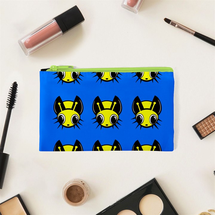 Yellow and blue firefies Cosmetic Bag (XS)