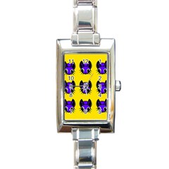 Blue And Yellow Fireflies Rectangle Italian Charm Watch