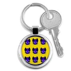 Blue And Yellow Fireflies Key Chains (round)  by Valentinaart